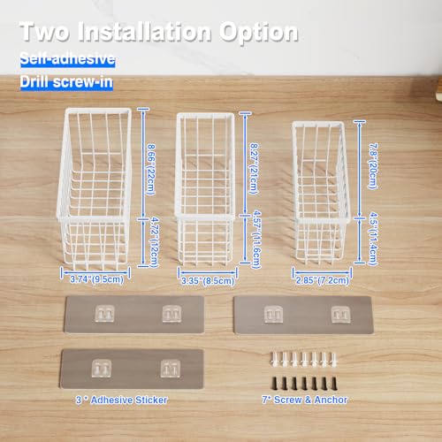 MUSTORN 3 Pack Adhesive Cabinet Door Organizer, Lid Organizers Inside Cabinet Food Container/Tumbler Lid Organizer and Storage Cup Lids Holder for Kitchen & Bathroom Wall Mounted(White) - color: White, size: 3 Pack