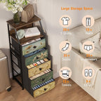 Tohomeor Nightstand with Fabric Drawers Dresser with 2 Tier Shelf Storage Tower for Bedroom Hallway Entryway Closet Organizer Sofa Beside Table Furniture (Multi, 5 Drawers) - size: 15.7"D x 11.8"W x 39"H (5 Drawers)