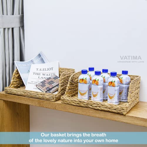 VATIMA Water Hyacinth Storage Baskets with Large Open-Front for Kitchen, Decorative for Living Room, 13.4” x 9.5” x 5.5”, 2 Pack - color: Water Hyacinth, size: 2-Pack Open-Front (13.4"L x 9.5"W x 5.5"H)