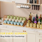 Hongtamoya 3-Tier Expandable Bamboo Mug Holder For Countertop Coffee Cup Holder Display Mug Organizer Mug Rack for Coffee Bar Organizer Mug Shelf for Cabinet for Kitchen, Home - size: (12.40~24.01'')L*10.62''W*4.33''H