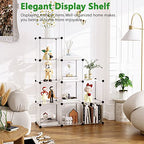 C&AHOME Cube Storage, 9-Cube Plastic Closet Cabinet Organizer, DIY Stackable Bookshelf, Modular shelving Units Ideal for Home, Office, Kids Room, 36.6"L x 12.4" W x 48.4" H Translucent White SBTM3009A - color: Transparent White