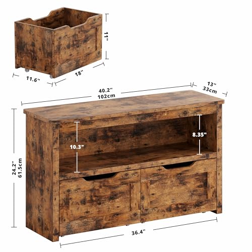 IRONCK Toy Storage Organizer with Drawers, Floor Toy Box with Wheels and Shelf, Storage Chest for Nursery, Playroom, and Bedroom, Vintage Brown - color: Vintage Brown