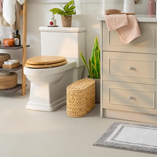 GRANNY SAYS Toilet Paper Storage Basket with Lid and Handle, Decorative Toilet Paper Holder, Waterproof Bathroom Organizers and Storage, Wicker Basket for Bathroom Storage - color: Nature, size: 15¾"L x 6½" Wx 10¼"H (with Lid)