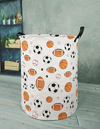 KUNRO Kids Laundry Hamper Clothes Gift Basket Storage Laundry Baskets Organizer Bin with Handles for Nursery Room (Balls) - color: Balls