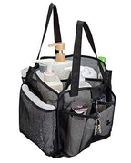 ALYER Mesh Shower Caddy Basket,Large Shower Bag Tote,Hanging Bath Toiletry Organizer with 1 Big Separated Inner Compartment and 6 Deep Outer Pockets (Black) - color: Black