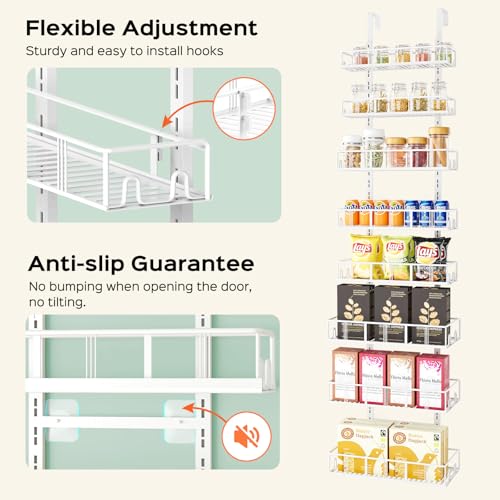 Bunoxea White 8-Tier Over The Door Pantry Organizer, Pantry Organization And Storage, Metal Hanging Spice Rack Shelves Door, Home & Kitchen Essentials, Laundry Room Bathroom Organization - color: MatteWhite, size: 8 Pack