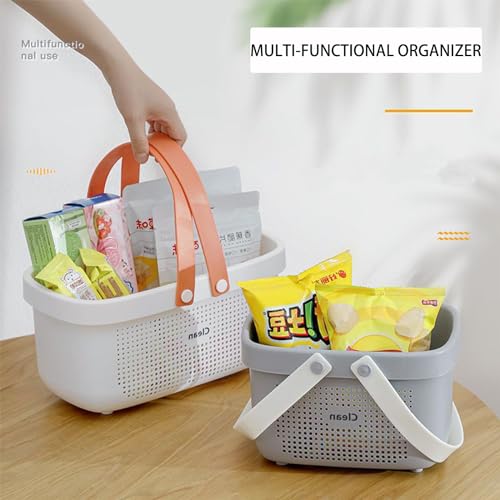 JiatuA Plastic Storage Basket with Handle Portable Shower Caddy Tote Organizer Basket Bin for Bathroom Kitchen Dorm Room Bedroom, Small Grey - color: Grey, size: Small