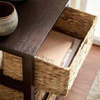 SAFAVIEH Home Collection – Halle Dark Chocolate 3-Drawer Basket Storage Side Table, Coastal Accent Design, Fully Assembled (AMH5738F) - color: Dark Chocolate