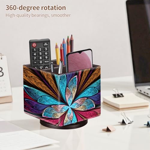 YAPISHI Remote Control Holder TV Remote Caddy for Table, 360 Swivel Nightstand Organizer for Bedroom Accessories/Bedside Remotes/Media Controllers/Office Supplies, Home Decorations for Living Room - color: Flower Fractal