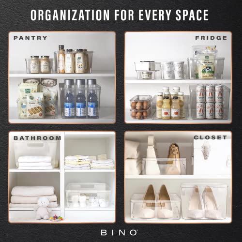 BINO Plastic Storage Containers, Small - 4 Pack THE LUCID COLLECTION, Multi-Use Organizer Bins Built-In Handles BPA-Free Clear, Fridge, Pantry & Home Organization - size: 4PK - SMALL