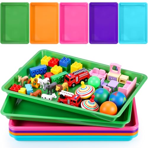 Maitys 15 Pcs Flat Plastic Trays 16.1 x 11.8'' Sensory Storage Paper Tray Stackable Classroom Bins for Office Home Organizer Crafts Supplies(Vibrant Color) - color: Vibrant Color