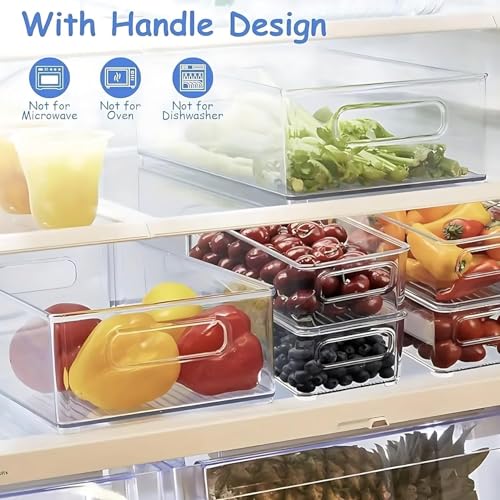 12 Pack Refrigerator Organizer Bins, 3 Sizes Stackable Clear Pantry Storage with Handles for Fridge, Freezer, Shelves, Drawer, Snack Organizer for Home & Kitchen - size: 12 Pack