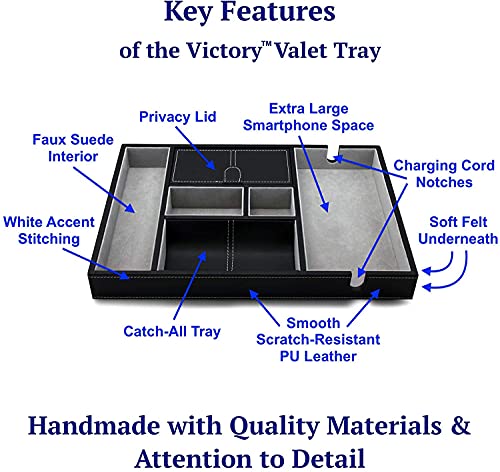Leather Valet Tray for Men - EDC Catch All, Dresser Organizer, Jewelry & Wallet Desk Accessory, Bedside Entryway Key Catchall - color: Gray