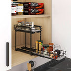 BOIVSHI Spice Rack Organizer for Cabinet, 2 Tier Pull Out Spice Organizer for Cabinet Height Adjustable Heavy Duty Metal Basket for Inside Cabinets & Pantry Closet (5.5''Wx10.5''Dx9.5''H) - size: 2 Tier,5.5''Wx10.5''Dx9.5''H