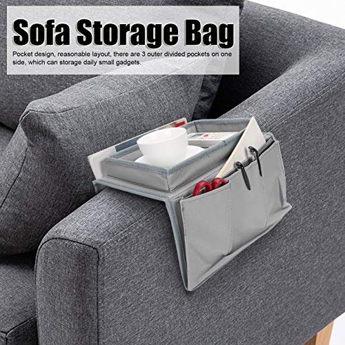 Shanrya Sofa Armrest Organizer Caddy, 4 Pockets Couch Armchair Caddy TV Gray