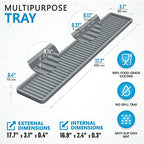 ZAPPOWARE Kitchen Sink Narrow Silicone Holder Tray 17.7"x3.1", Vanity & Bathroom Organizer, Gray - color: Gray, size: 17.7" x 3.1" x 0.4"