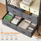Raybee Clothes Rack Heavy Duty Clothing Rack with Rolling Wheels & 4 Drawers, Clothing Racks for Hanging Clothes with Drawers, Black - color: Black, style: Clothes Rack with Wheels