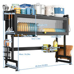 SNSLXH 𝐋𝐚𝐫𝐠𝐞 2-Tier Over The Sink Dish Drying Rack, 33.66"×31.1"×11.81", Large Sink Rack for Kitchen, Saving Kitchen Space, Cover Design Holds Dishes, Bowls, and Cutlery, Kitchen Sink Shelf - size: Standard 2 tiers 3 baskets