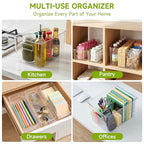 YKIOKE 8 Pack Clear Plastic Storage Bins with Handles,4 Large and 4 Small Stackable Organizer Containers for Kitchen, Countertops, Cabinets, Fridge, Drinks, Fruits, Vegetable, Cereals - size: 8-Pack