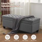 WUTUTUEE 51" Fabric Storage Ottoman Bench, Upholstered Rectangle End of Bed Storage Ottoman Tufted Living Room Bedroom Bench with Safety Hinge, Solid Wood Legs, Loads 500 lb(Dark Grey) - color: Dark Grey-fabric
