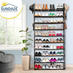 Sundaze Shoe Rack - 10 Tier Metal Shoe Rack for Front Door Entrance, Sturdy Tall Shoe Organizer for Closet, Bedroom, Entryway, Garage, Black Metal Shoe Shelf, Holds Up to 50 Pairs