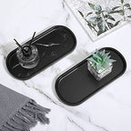 Luxspire Bathroom Vanity Tray, Oval Soap Dispenser Tray, 10" Kitchen Counter Trays, Handmade Resin Bathroom Tray for Counter, Toilet Tank Tray, Trinket Tray for Perfume Jewelry, Small, Matte Black - color: Matte Black, style: Small