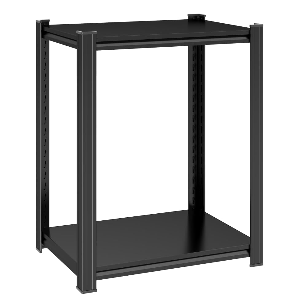 Garage Storage Shelving, 2-Tier Metal Shelves, Heavy Duty Shelving Unit and Storage Large Rack, 1200 lbs, Utility Garage Organizer Shelf for Kitchen, Warehouse, Basement, Pantry, Black - size: 16"Wx16"Dx22"H