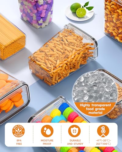 KEMETHY 36 PCS Airtight Food Storage Containers with Lids, Kitchen Pantry Organization and Storage, BPA-Free Plastic Scale Food Canisters for Cereal, Flour, Sugar, Dry Food, Include Labels & Marker - color: 36 Piece