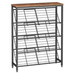 HOOBRO Shoe Rack, 5-Tier Narrow Slanted Shoe Storage Shelf, Slim Shoe Organizer for Front Door Entrance, Garage, Entryway, Holds up to 12-16 Pairs of Shoes, Rustic Brown and Black BF20XJ01