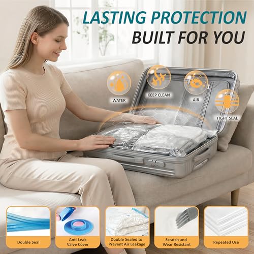 Cozy Essential Vacuum Storage Bags, 80% Compression Vacuum Seal Space Saver Plastic Packaging Bags for Clothes, Blankets, Pillow, Bedding, Comforters, Sealer Clothing Storage,30 Combo - size: Combo
