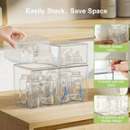 Baby Bottle Storage Organizer: Clear Stackable Storage Drawers, Acrylic Bottles Station Organizer Container for Countertop, Vanity, Bathroom, Cabinet Organization - 4 Pack - size: 2 Small+2 High