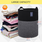 COMSE Extra Large Blanket Basket, Tall Woven Storage Basket, Nursery Hamper, 15.7”x 21.7”, Cotton Rope Laundry Hamper for Toys Clothes Towels, Black - color: Black