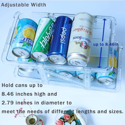 2 Pack Soda Can Dispenser for Refrigerator,Adjustable Width Soda Can Organizer,Stackable Drink Organizer for Fridge,Pantry,Cabinet,Soda Holder for Refrigerator