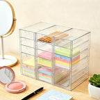 Prsildan Acrylic Drawer Organizer with 15 Drawers, Makeup Craft Office Desk Organizers Accessories, Set of 3 Clear Stackable Storage Drawers for Vanity, Countertop, Jewelry, Art Supply Organization - style: 15 Drawers