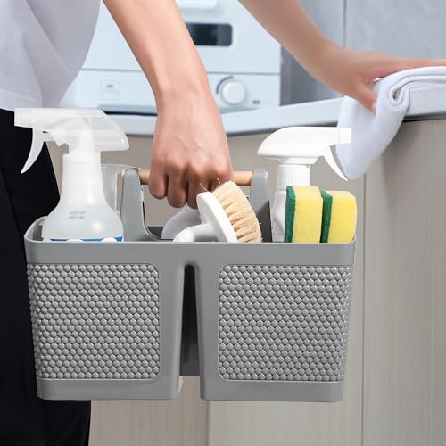 rejomiik Portable Shower Caddy Basket Plastic Cleaning Caddy Organizer Storage Tote with Handle for Bathroom, College, Dorm Room Essentials, Gray - color: Gray