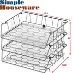 Simple Houseware Stackable Wide Entry Desk File Document Letter Tray with Liner, Wire Grid, 3 Packs, Black - color: Black, size: Wide Entry