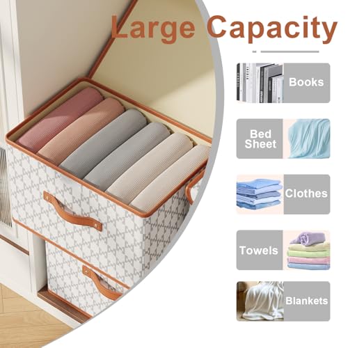 Tuza 2 Pack Fabric Storage Bins with Lids, Collapsible Closet Organizer Container, Decorative Storage Boxes with Lids for Organizing Clothes, Blanket, Grey & White, Medium - color: Grey & White, size: 2 Pack - Medium