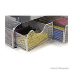 Mind Reader Perch Monitor Stand Desk Organizer, Silver Metal Mesh - size: 13.25"L x 12.5"W x 3"H