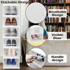 Foldable Shoe Storage Box, No Assembly 6 Tiers Shoe Organizer with Clear Door, Stackable Shoe Sneaker Standing Rack for Entryway Living Room Bedroom