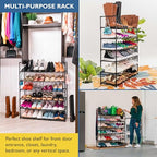 Sundaze Shoe Rack - 6 Tier Shoe Rack for Front Door Entrance, Sturdy Tall Shoe Organizer for Closet, Bedroom, Entryway, Garage, Non Woven Fabric Shelf, Black, Holds Up to 30 Pairs - size: 6 Tier (34.3" W)