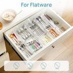 Vtopmart 2.36” Drawer Dividers with Expandable Inserts, 12.8"-22.3" Adjustable Kitchen Drawer Organizer, Clear Plastic Organizer Separator for Flatware, Utensil, Cutlery, 8 Dividers with 14 Inserts - size: Short-2.36" with Inserts