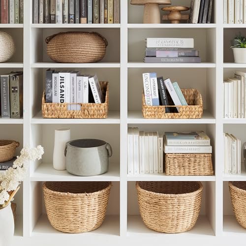 StorageWorks Pantry Baskets for Organizing, Water Hyacinth Baskets for shelves with Built-in Handles, Pantry Organizers and Storage, Set of 2 (Large and Medium) - color: Natural(Water Hyacinth), size: 15¾"L x 11"W x 7½"H + 14¼"L x 9¾"W x 6¾"H