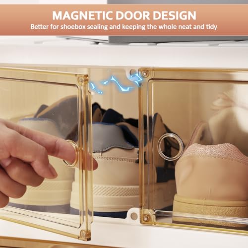 SYNCVIBE Shoe Rack Organizer for Closet Entryway 9 Tiers-18 Pairs Foldable Sneaker Storage Shoe, Collapsible Shoe Cabinet with Doors, Stackable Shoe Storage Cabinet with Lids for Living Room - size: 9 Tiers -18 Pairs