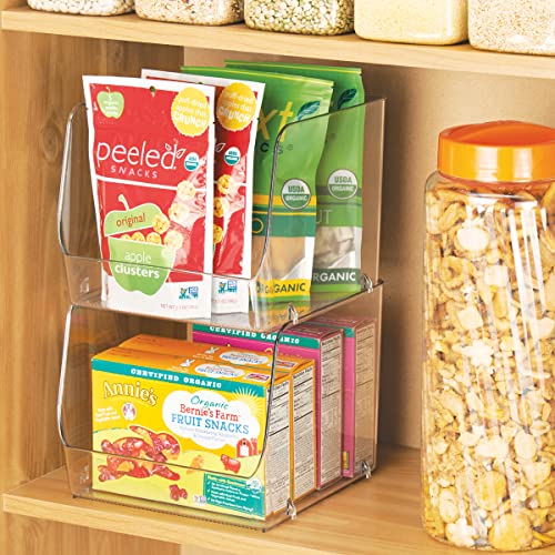 InterDesign iDesign Linus Stacking Organizer Bins for Kitchen, Pantry, Office, Bathroom, Extra Large-Clear (Pack of 4) - size: Large (Pack of 4)