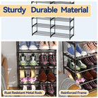 Large Shoe Rack Organizer, 2-Row 8-Tier Tall Shoe Storage Shelf for Closet, Entryway, Garage, Metal Free Standing Shoe Holder for 28-32 Pairs Shoes, Sturdy Stackable Shoe Stand for Bedroom - size: 2 Row 8 Tier