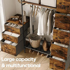 Garment Rack with Drawers, Freestanding Closet Organizer with Shelves, 55W*57.08H Heavy Duty Clothes Rack with Hanging Rod, Clothing Wardrobe Closet for Bedroom, Living Room, Entryway, Laundry Room - color: Coffee