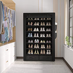 OYREL Tall Shoe Rack Dustproof Cabinet Large Capacity 8 Tier Shoe Organizer,32-40 Pairs of Shoes - size: 8Tier with 2bins Black