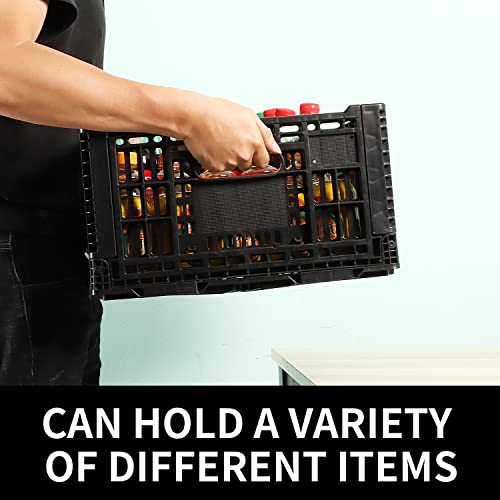 Collapsible Storage Bin Containe，52 Liter Transferheavy duty plastic storage box ,milk crates heavy duty Transit storage of various items black (1)
