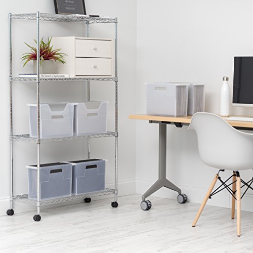 IRIS USA Medium Portable Desktop File Box with Open Lid, 6 Pack, Side Handles, Hanging File Folders, Tabs & Inserts, Letter Size, Magazines, Newspapers, Mail, Books, Notebooks, Clear - style: Clear M - 6 Pack