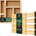 ROYAL CRAFT WOOD Adjustable Bamboo Drawer Dividers Organizers (17-22") - Multipurpose Storage Boxes 5 pcs